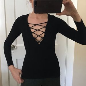 Urban Outfitters tie up long sleeve tee